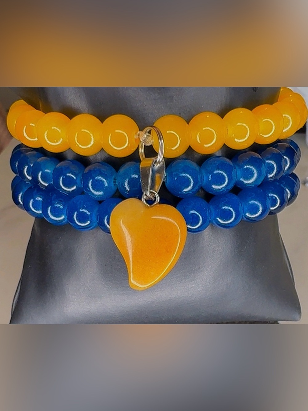 Heart Charm Glass Beaded Bracelet set